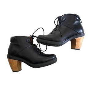 Camper Boots "Valley" Clog Wood Heel Leather Lace Up 37 6.5